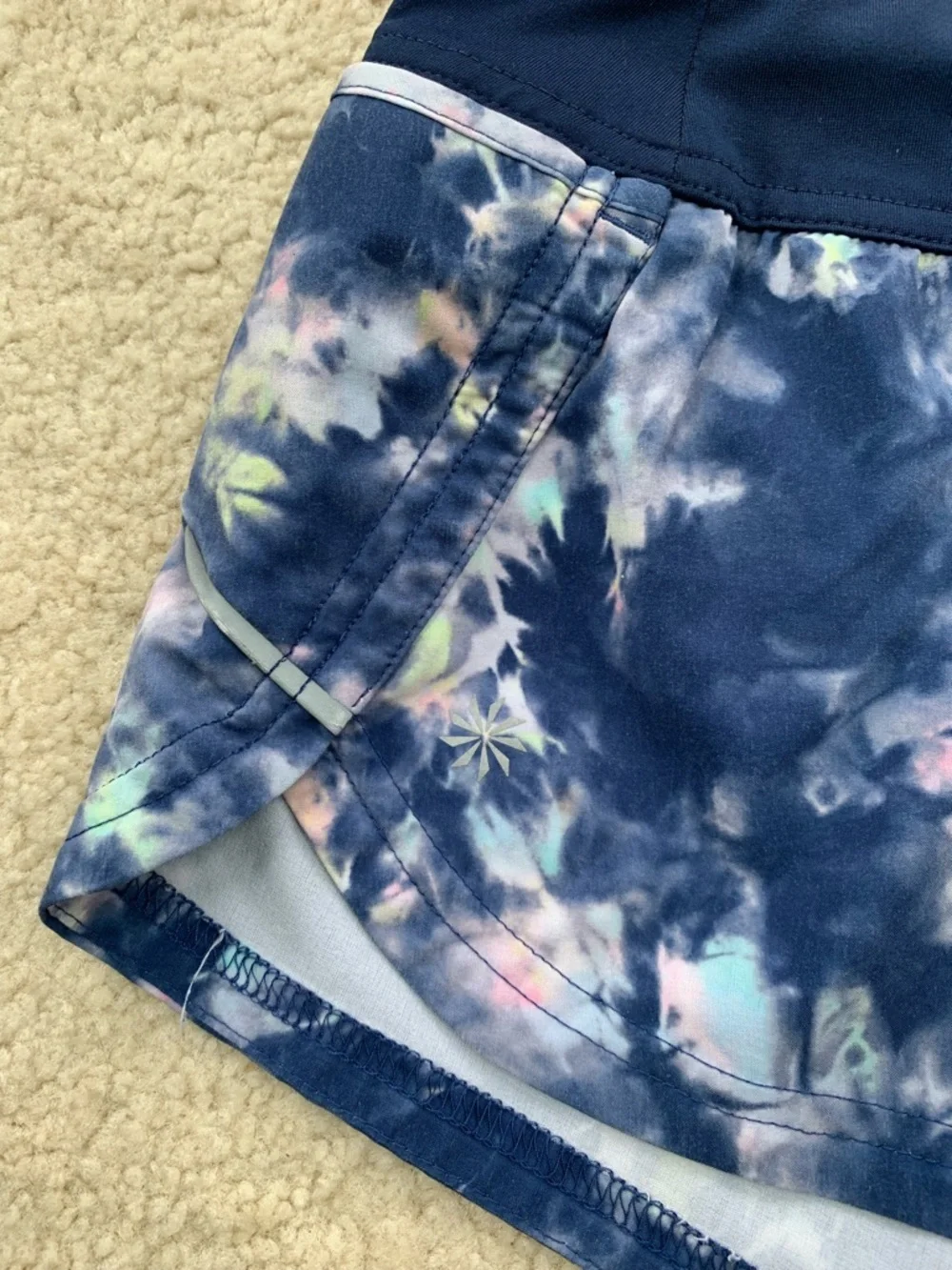 Athleta Girl Size Medium, 8-10, Blue Tie Dye Athletic Shorts